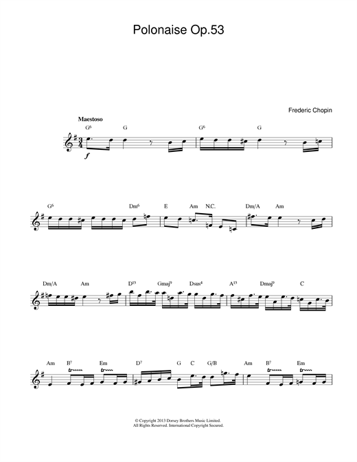 Preview Frederic Chopin Polonaise Opus 53 Classical sheet music, notes and chords for Melody Line & Chords, SKU: 13991 sheet music, piano notes, chords, guitar tabs, score, transpose, transcribe, how to play, guide, download, learn, tutorial, progression, song, artist, awards, billboard, mtv, vh1, tour, single, album, release