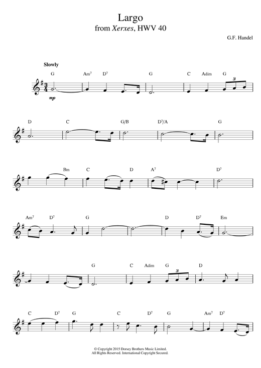 Preview George Frideric Handel Largo (from Xerxes) Classical sheet music, notes and chords for Melody Line & Chords, SKU: 14052 sheet music, piano notes, chords, guitar tabs, score, transpose, transcribe, how to play, guide, download, learn, tutorial, progression, song, artist, awards, billboard, mtv, vh1, tour, single, album, release