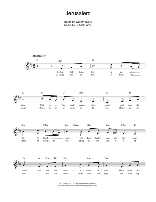 Preview Hubert Parry Jerusalem Classical sheet music, notes and chords for Melody Line, Lyrics & Chords, SKU: 14076 sheet music, piano notes, chords, guitar tabs, score, transpose, transcribe, how to play, guide, download, learn, tutorial, progression, song, artist, awards, billboard, mtv, vh1, tour, single, album, release
