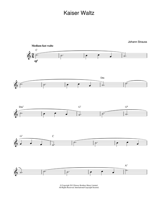 Preview Johann Strauss II Kaiser Waltz Post-1900 sheet music, notes and chords for Melody Line & Chords, SKU: 14081 sheet music, piano notes, chords, guitar tabs, score, transpose, transcribe, how to play, guide, download, learn, tutorial, progression, song, artist, awards, billboard, mtv, vh1, tour, single, album, release