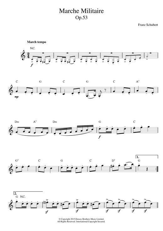 Preview Franz Schubert Marche Militaire Classical sheet music, notes and chords for Melody Line & Chords, SKU: 14106 sheet music, piano notes, chords, guitar tabs, score, transpose, transcribe, how to play, guide, download, learn, tutorial, progression, song, artist, awards, billboard, mtv, vh1, tour, single, album, release