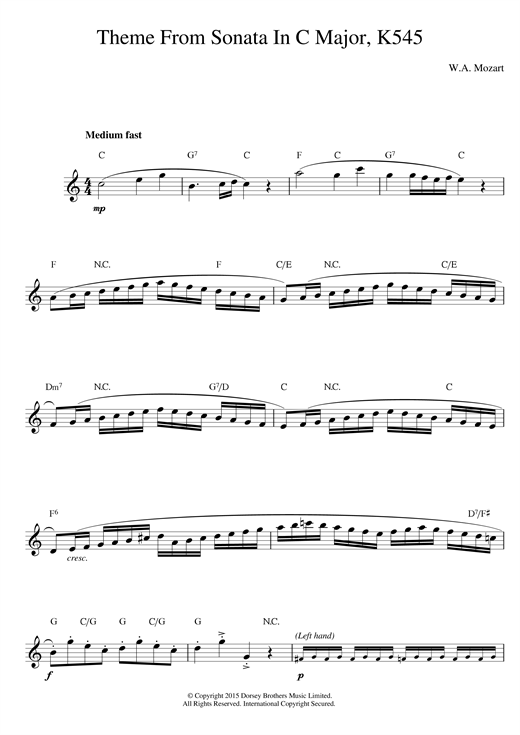 Preview Wolfgang Amadeus Mozart Sonata in C Major, K. 545, 1st Movement Classical sheet music, notes and chords for Melody Line & Chords, SKU: 14119 sheet music, piano notes, chords, guitar tabs, score, transpose, transcribe, how to play, guide, download, learn, tutorial, progression, song, artist, awards, billboard, mtv, vh1, tour, single, album, release