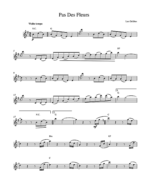 Preview Leo Delibes Pas Des Fleurs Classical sheet music, notes and chords for Melody Line & Chords, SKU: 14134 sheet music, piano notes, chords, guitar tabs, score, transpose, transcribe, how to play, guide, download, learn, tutorial, progression, song, artist, awards, billboard, mtv, vh1, tour, single, album, release