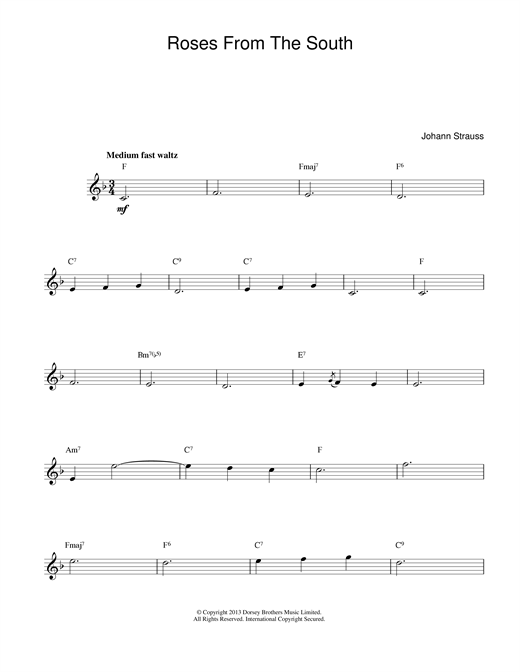 Preview Johann Strauss II Roses From The South Post-1900 sheet music, notes and chords for Melody Line & Chords, SKU: 14152 sheet music, piano notes, chords, guitar tabs, score, transpose, transcribe, how to play, guide, download, learn, tutorial, progression, song, artist, awards, billboard, mtv, vh1, tour, single, album, release