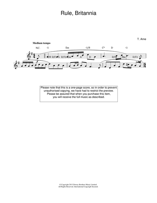 Preview Thomas Arne Rule Britannia Classical sheet music, notes and chords for Melody Line & Chords, SKU: 14154 sheet music, piano notes, chords, guitar tabs, score, transpose, transcribe, how to play, guide, download, learn, tutorial, progression, song, artist, awards, billboard, mtv, vh1, tour, single, album, release