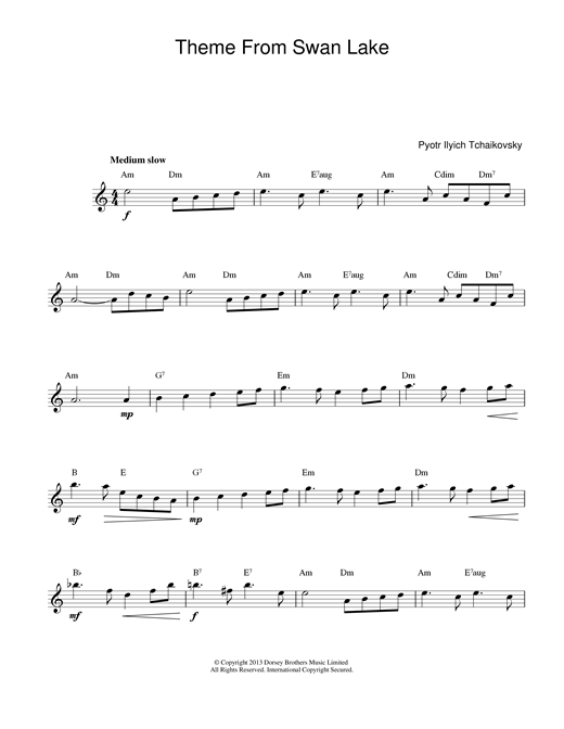 Preview Pyotr Ilyich Tchaikovsky Swan Lake Classical sheet music, notes and chords for Melody Line & Chords, SKU: 14173 sheet music, piano notes, chords, guitar tabs, score, transpose, transcribe, how to play, guide, download, learn, tutorial, progression, song, artist, awards, billboard, mtv, vh1, tour, single, album, release