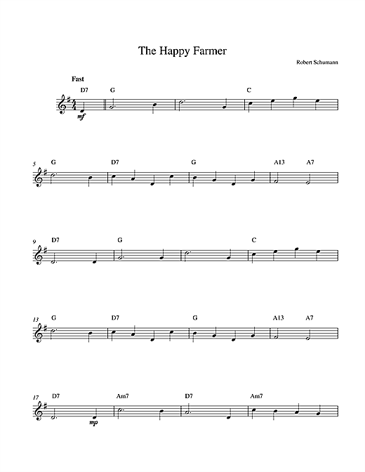 Preview Robert Schumann The Happy Farmer Classical sheet music, notes and chords for Melody Line & Chords, SKU: 14185 sheet music, piano notes, chords, guitar tabs, score, transpose, transcribe, how to play, guide, download, learn, tutorial, progression, song, artist, awards, billboard, mtv, vh1, tour, single, album, release