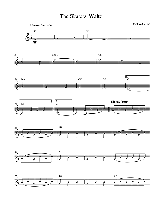 Preview Emile Waldteufel The Skaters Waltz Classical sheet music, notes and chords for Melody Line & Chords, SKU: 14194 sheet music, piano notes, chords, guitar tabs, score, transpose, transcribe, how to play, guide, download, learn, tutorial, progression, song, artist, awards, billboard, mtv, vh1, tour, single, album, release
