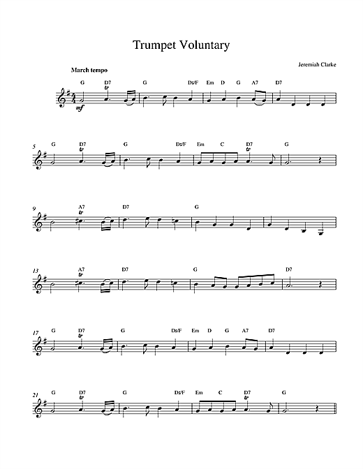 Preview Jeremiah Clarke Trumpet Voluntary Classical sheet music, notes and chords for Melody Line & Chords, SKU: 14204 sheet music, piano notes, chords, guitar tabs, score, transpose, transcribe, how to play, guide, download, learn, tutorial, progression, song, artist, awards, billboard, mtv, vh1, tour, single, album, release