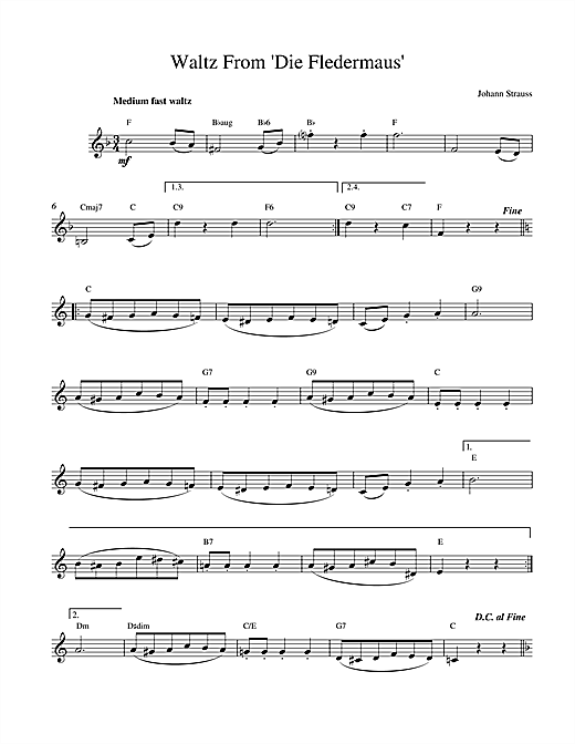 Preview Johann Strauss II Die Fledermaus Waltz Classical sheet music, notes and chords for Melody Line & Chords, SKU: 14213 sheet music, piano notes, chords, guitar tabs, score, transpose, transcribe, how to play, guide, download, learn, tutorial, progression, song, artist, awards, billboard, mtv, vh1, tour, single, album, release