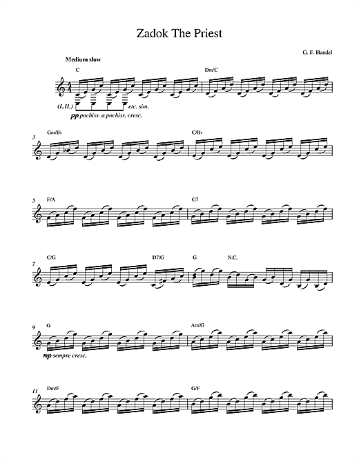 Preview George Frideric Handel Zadok The Priest Classical sheet music, notes and chords for Melody Line & Chords, SKU: 14253 sheet music, piano notes, chords, guitar tabs, score, transpose, transcribe, how to play, guide, download, learn, tutorial, progression, song, artist, awards, billboard, mtv, vh1, tour, single, album, release