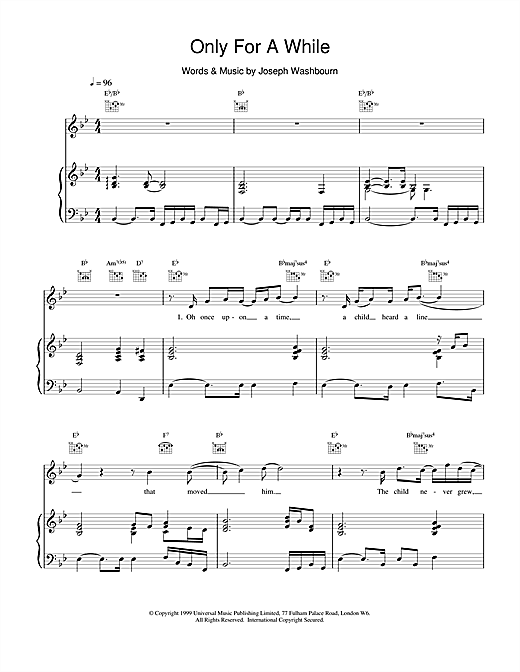 Preview Toploader Only For A While Rock sheet music, notes and chords for Piano, Vocal & Guitar, SKU: 14425 sheet music, piano notes, chords, guitar tabs, score, transpose, transcribe, how to play, guide, download, learn, tutorial, progression, song, artist, awards, billboard, mtv, vh1, tour, single, album, release