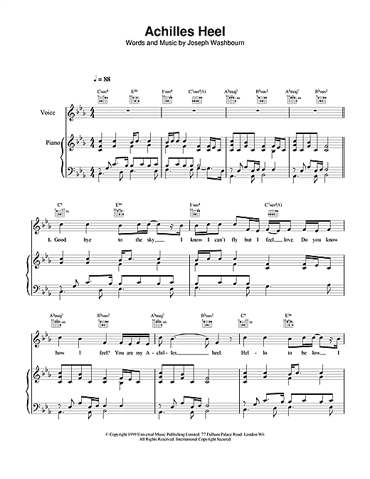 Preview Toploader Achilles Heel Rock sheet music, notes and chords for Piano, Vocal & Guitar, SKU: 14426 sheet music, piano notes, chords, guitar tabs, score, transpose, transcribe, how to play, guide, download, learn, tutorial, progression, song, artist, awards, billboard, mtv, vh1, tour, single, album, release