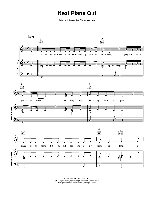 Preview Celine Dion Next Plane Out Pop sheet music, notes and chords for Piano, Vocal & Guitar (Right-Hand Melody), SKU: 14506 sheet music, piano notes, chords, guitar tabs, score, transpose, transcribe, how to play, guide, download, learn, tutorial, progression, song, artist, awards, billboard, mtv, vh1, tour, single, album, release