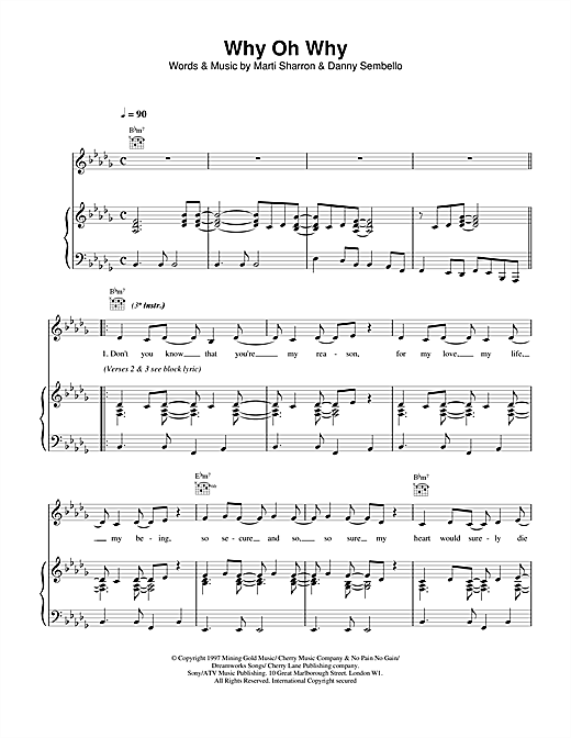Preview Celine Dion Why Oh Why Pop sheet music, notes and chords for Piano, Vocal & Guitar (Right-Hand Melody), SKU: 14581 sheet music, piano notes, chords, guitar tabs, score, transpose, transcribe, how to play, guide, download, learn, tutorial, progression, song, artist, awards, billboard, mtv, vh1, tour, single, album, release