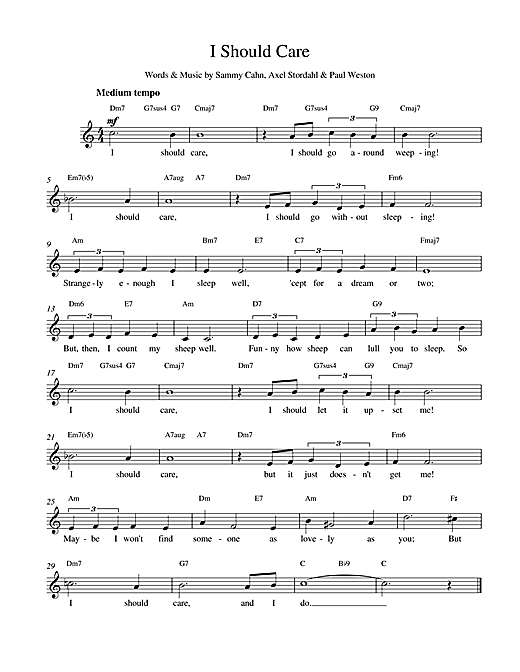 Preview Barry Manilow I Should Care Classics sheet music, notes and chords for Melody Line, Lyrics & Chords, SKU: 14633 sheet music, piano notes, chords, guitar tabs, score, transpose, transcribe, how to play, guide, download, learn, tutorial, progression, song, artist, awards, billboard, mtv, vh1, tour, single, album, release