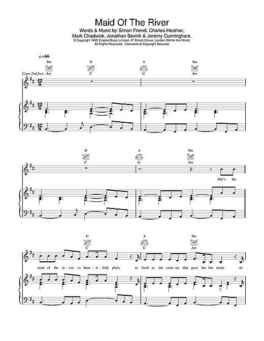 Preview The Levellers Maid Of The River Pop sheet music, notes and chords for Piano, Vocal & Guitar (Right-Hand Melody), SKU: 14657 sheet music, piano notes, chords, guitar tabs, score, transpose, transcribe, how to play, guide, download, learn, tutorial, progression, song, artist, awards, billboard, mtv, vh1, tour, single, album, release