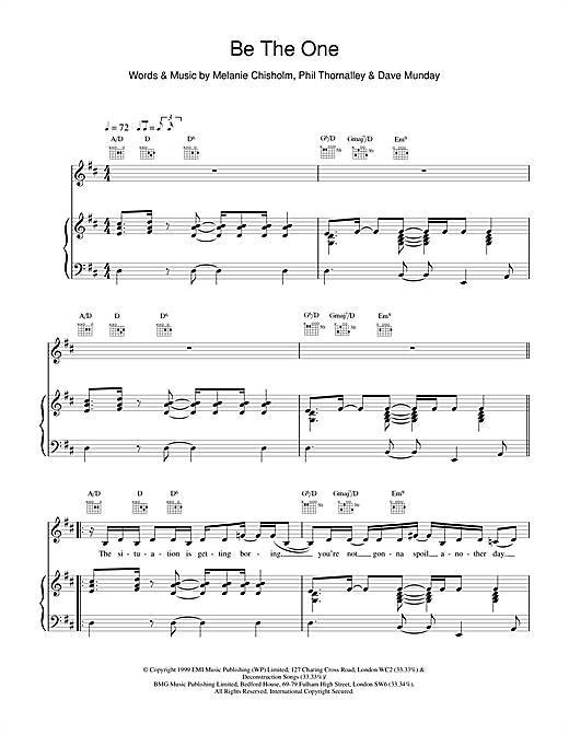 Preview Melanie C Be The One Pop sheet music, notes and chords for Piano, Vocal & Guitar, SKU: 14693 sheet music, piano notes, chords, guitar tabs, score, transpose, transcribe, how to play, guide, download, learn, tutorial, progression, song, artist, awards, billboard, mtv, vh1, tour, single, album, release