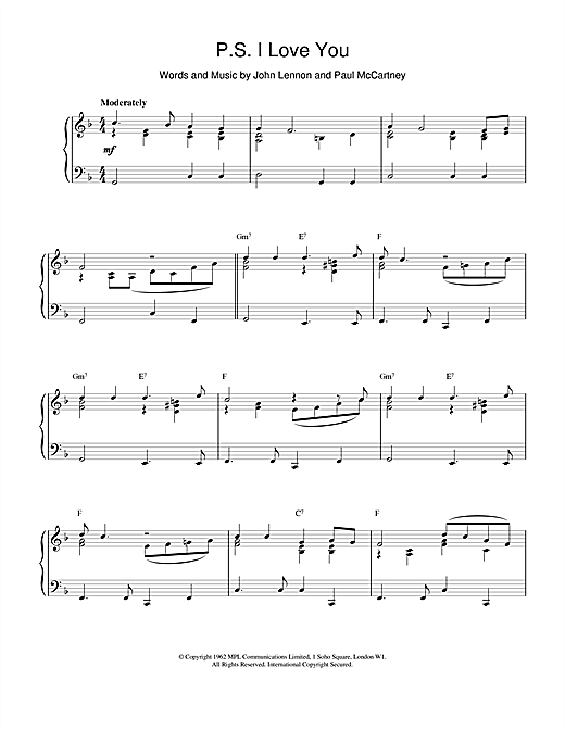 Preview The Beatles P.S. I Love You Rock sheet music, notes and chords for Melody Line, Lyrics & Chords, SKU: 14772 sheet music, piano notes, chords, guitar tabs, score, transpose, transcribe, how to play, guide, download, learn, tutorial, progression, song, artist, awards, billboard, mtv, vh1, tour, single, album, release