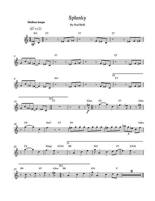Preview Hefti Splanky Jazz sheet music, notes and chords for Melody Line & Chords, SKU: 14809 sheet music, piano notes, chords, guitar tabs, score, transpose, transcribe, how to play, guide, download, learn, tutorial, progression, song, artist, awards, billboard, mtv, vh1, tour, single, album, release