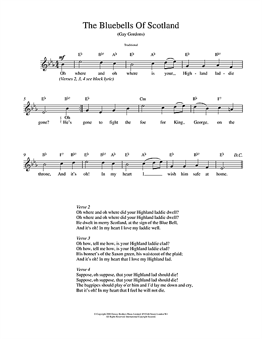 Preview Traditional The Bluebells Of Scotland Folk sheet music, notes and chords for Melody Line, Lyrics & Chords, SKU: 14847 sheet music, piano notes, chords, guitar tabs, score, transpose, transcribe, how to play, guide, download, learn, tutorial, progression, song, artist, awards, billboard, mtv, vh1, tour, single, album, release
