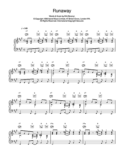 Preview Lush Runaway Pop sheet music, notes and chords for Piano, Vocal & Guitar (Right-Hand Melody), SKU: 14948 sheet music, piano notes, chords, guitar tabs, score, transpose, transcribe, how to play, guide, download, learn, tutorial, progression, song, artist, awards, billboard, mtv, vh1, tour, single, album, release