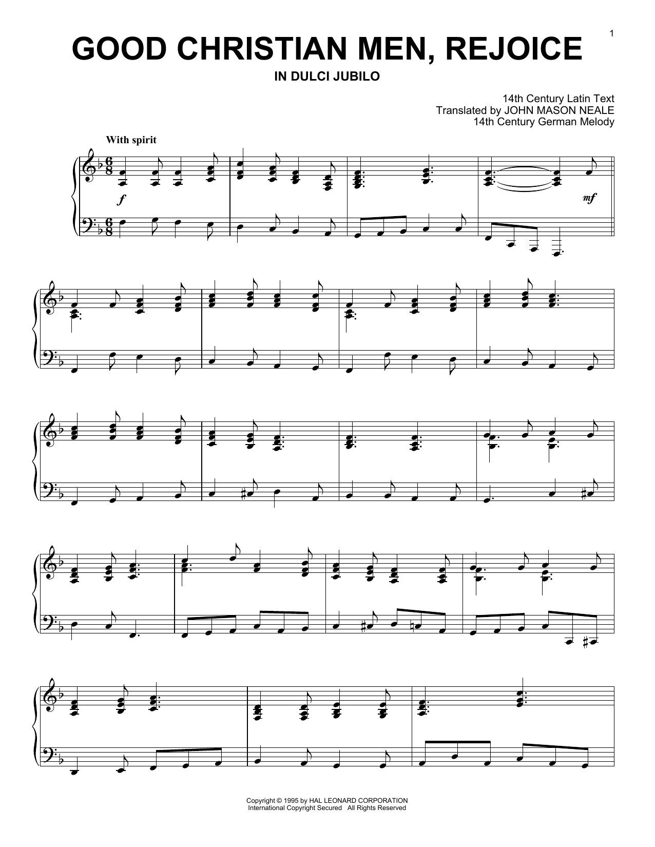 14th Century German Melody Good Christian Men, Rejoice sheet music notes and chords - Download Printable PDF and start playing in minutes.