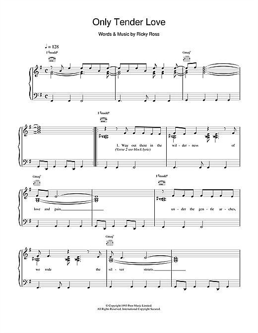 Preview Deacon Blue Only Tender Love Rock sheet music, notes and chords for Piano, Vocal & Guitar (Right-Hand Melody), SKU: 15103 sheet music, piano notes, chords, guitar tabs, score, transpose, transcribe, how to play, guide, download, learn, tutorial, progression, song, artist, awards, billboard, mtv, vh1, tour, single, album, release