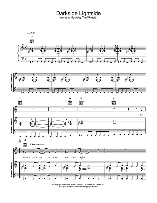 Preview Ash Darkside Lightside Pop sheet music, notes and chords for Piano, Vocal & Guitar (Right-Hand Melody), SKU: 15111 sheet music, piano notes, chords, guitar tabs, score, transpose, transcribe, how to play, guide, download, learn, tutorial, progression, song, artist, awards, billboard, mtv, vh1, tour, single, album, release