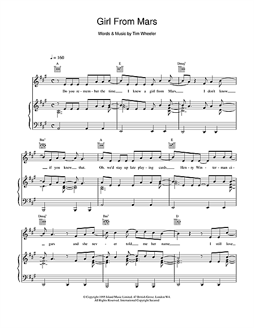 Preview Ash Girl From Mars Pop sheet music, notes and chords for Piano, Vocal & Guitar (Right-Hand Melody), SKU: 15112 sheet music, piano notes, chords, guitar tabs, score, transpose, transcribe, how to play, guide, download, learn, tutorial, progression, song, artist, awards, billboard, mtv, vh1, tour, single, album, release