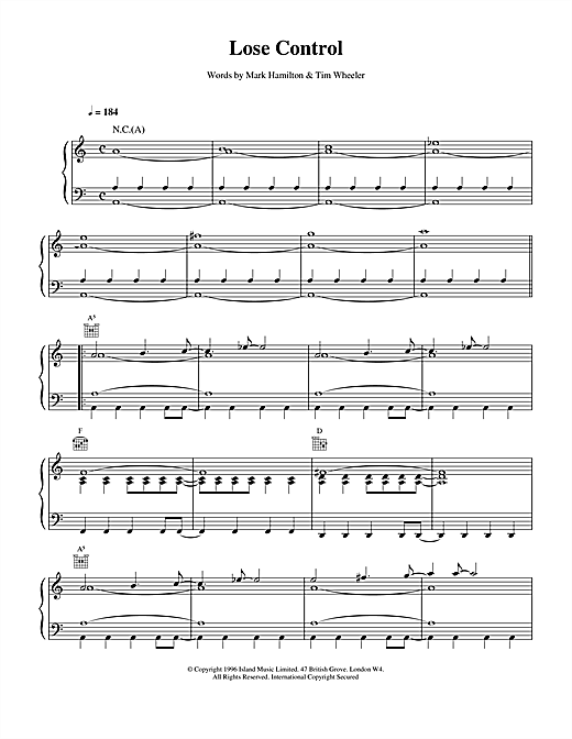 Preview Ash Lose Control Pop sheet music, notes and chords for Piano, Vocal & Guitar (Right-Hand Melody), SKU: 15119 sheet music, piano notes, chords, guitar tabs, score, transpose, transcribe, how to play, guide, download, learn, tutorial, progression, song, artist, awards, billboard, mtv, vh1, tour, single, album, release
