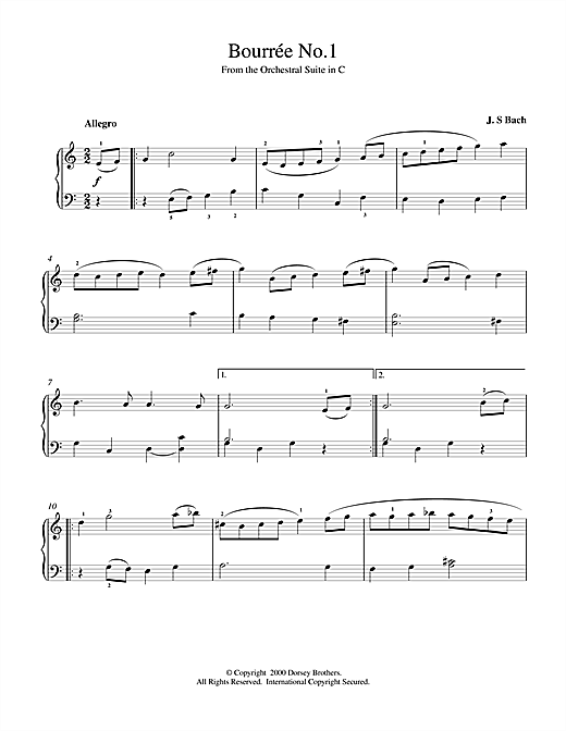 Preview Johann Sebastian Bach Bourrée No.1 Classical sheet music, notes and chords for Piano, SKU: 15353 sheet music, piano notes, chords, guitar tabs, score, transpose, transcribe, how to play, guide, download, learn, tutorial, progression, song, artist, awards, billboard, mtv, vh1, tour, single, album, release