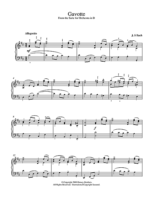 Preview Johann Sebastian Bach Gavotte (from the Suite for Orchestra in D) Classical sheet music, notes and chords for Piano, SKU: 15356 sheet music, piano notes, chords, guitar tabs, score, transpose, transcribe, how to play, guide, download, learn, tutorial, progression, song, artist, awards, billboard, mtv, vh1, tour, single, album, release