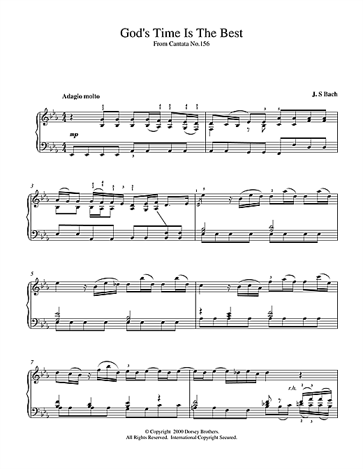 Preview Johann Sebastian Bach God's Time Is The Best Classical sheet music, notes and chords for Piano, SKU: 15357 sheet music, piano notes, chords, guitar tabs, score, transpose, transcribe, how to play, guide, download, learn, tutorial, progression, song, artist, awards, billboard, mtv, vh1, tour, single, album, release