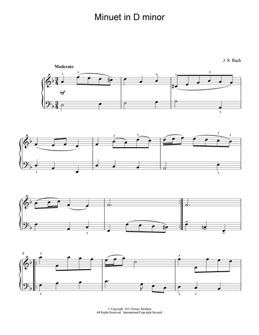 Preview Johann Sebastian Bach Minuet In D Minor Classical sheet music, notes and chords for Piano, SKU: 15364 sheet music, piano notes, chords, guitar tabs, score, transpose, transcribe, how to play, guide, download, learn, tutorial, progression, song, artist, awards, billboard, mtv, vh1, tour, single, album, release