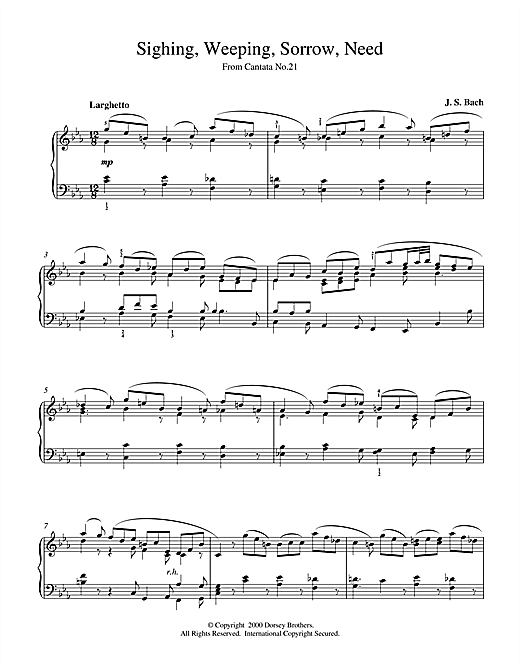 Preview Johann Sebastian Bach Sighing, Weeping, Sorrow, Need Classical sheet music, notes and chords for Piano, SKU: 15373 sheet music, piano notes, chords, guitar tabs, score, transpose, transcribe, how to play, guide, download, learn, tutorial, progression, song, artist, awards, billboard, mtv, vh1, tour, single, album, release