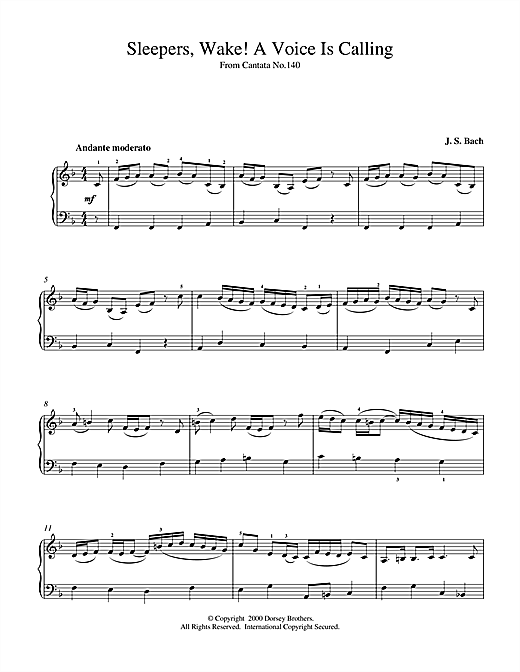 Preview Johann Sebastian Bach Sleepers, Wake! A Voice Is Calling Classical sheet music, notes and chords for Piano, SKU: 15374 sheet music, piano notes, chords, guitar tabs, score, transpose, transcribe, how to play, guide, download, learn, tutorial, progression, song, artist, awards, billboard, mtv, vh1, tour, single, album, release