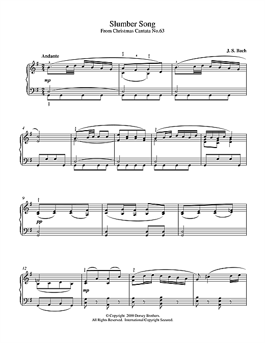 Preview Johann Sebastian Bach Slumber Song Classical sheet music, notes and chords for Piano, SKU: 15375 sheet music, piano notes, chords, guitar tabs, score, transpose, transcribe, how to play, guide, download, learn, tutorial, progression, song, artist, awards, billboard, mtv, vh1, tour, single, album, release