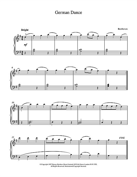 Preview Ludwig van Beethoven German Dance in G Major Classical sheet music, notes and chords for Piano, SKU: 15480 sheet music, piano notes, chords, guitar tabs, score, transpose, transcribe, how to play, guide, download, learn, tutorial, progression, song, artist, awards, billboard, mtv, vh1, tour, single, album, release