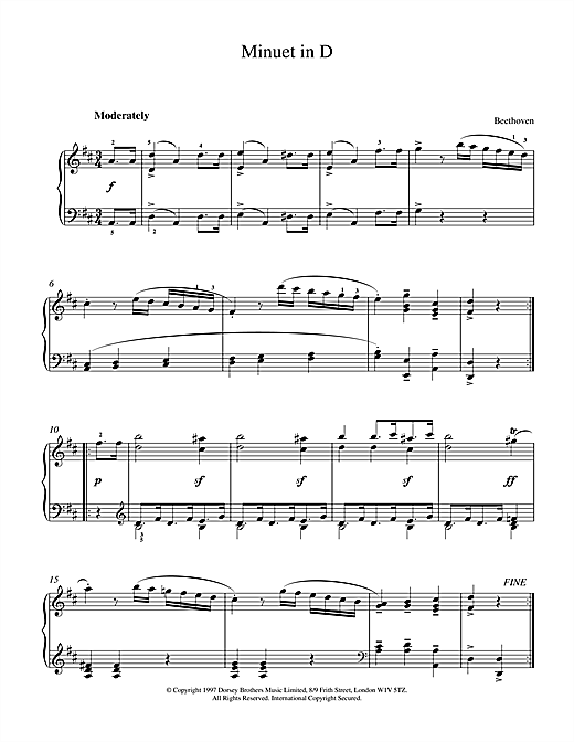 Preview Ludwig van Beethoven Minuet In D Classical sheet music, notes and chords for Piano, SKU: 15482 sheet music, piano notes, chords, guitar tabs, score, transpose, transcribe, how to play, guide, download, learn, tutorial, progression, song, artist, awards, billboard, mtv, vh1, tour, single, album, release