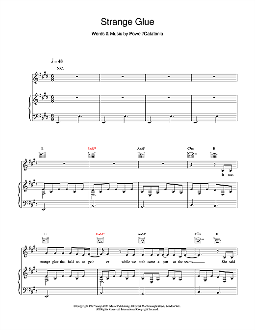 Preview Catatonia Strange Glue Pop sheet music, notes and chords for Piano, Vocal & Guitar, SKU: 15513 sheet music, piano notes, chords, guitar tabs, score, transpose, transcribe, how to play, guide, download, learn, tutorial, progression, song, artist, awards, billboard, mtv, vh1, tour, single, album, release