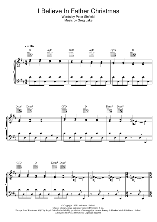 Preview Greg Lake I Believe In Father Christmas Pop sheet music, notes and chords for Piano, Vocal & Guitar, SKU: 15518 sheet music, piano notes, chords, guitar tabs, score, transpose, transcribe, how to play, guide, download, learn, tutorial, progression, song, artist, awards, billboard, mtv, vh1, tour, single, album, release