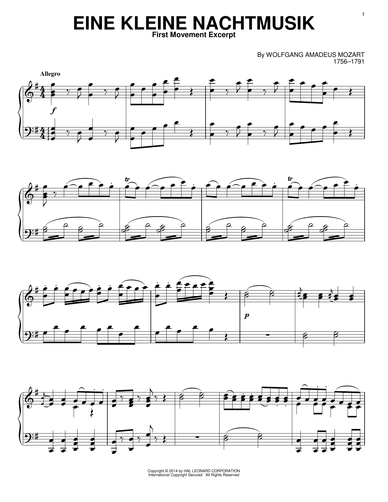Preview Wolfgang Amadeus Mozart Eine Kleine Nachtmusik Classical sheet music, notes and chords for Piano, SKU: 155284 sheet music, piano notes, chords, guitar tabs, score, transpose, transcribe, how to play, guide, download, learn, tutorial, progression, song, artist, awards, billboard, mtv, vh1, tour, single, album, release