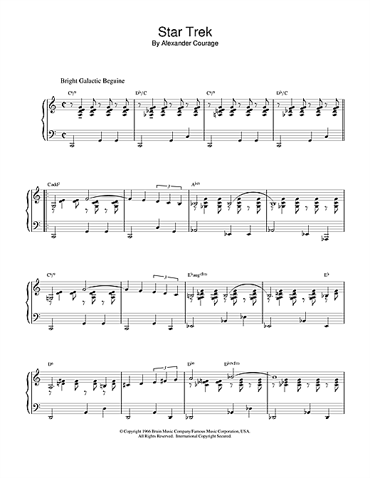 Preview Alexander Courage Theme from Star Trek Film and TV sheet music, notes and chords for Piano, SKU: 15543 sheet music, piano notes, chords, guitar tabs, score, transpose, transcribe, how to play, guide, download, learn, tutorial, progression, song, artist, awards, billboard, mtv, vh1, tour, single, album, release