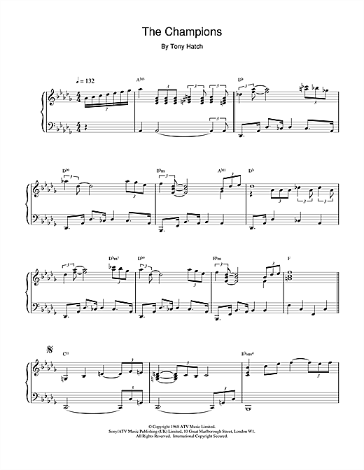 Preview Tony Hatch The Champions Pop sheet music, notes and chords for Piano, SKU: 15546 sheet music, piano notes, chords, guitar tabs, score, transpose, transcribe, how to play, guide, download, learn, tutorial, progression, song, artist, awards, billboard, mtv, vh1, tour, single, album, release