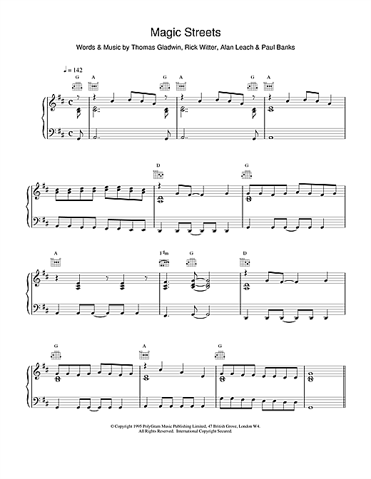 Preview Shed 7 Magic Streets Rock sheet music, notes and chords for Piano, Vocal & Guitar (Right-Hand Melody), SKU: 15578 sheet music, piano notes, chords, guitar tabs, score, transpose, transcribe, how to play, guide, download, learn, tutorial, progression, song, artist, awards, billboard, mtv, vh1, tour, single, album, release