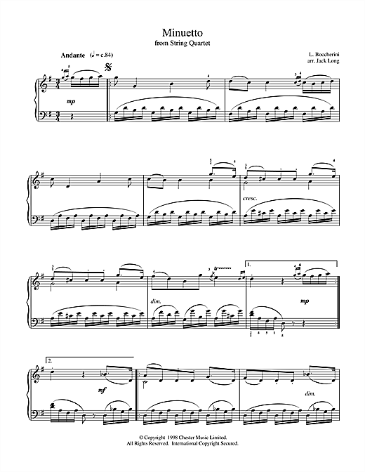 Preview Luigi Boccherini Minuet (from String Quintet in E Major, Op.11 No.5) Classical sheet music, notes and chords for Piano, SKU: 15674 sheet music, piano notes, chords, guitar tabs, score, transpose, transcribe, how to play, guide, download, learn, tutorial, progression, song, artist, awards, billboard, mtv, vh1, tour, single, album, release