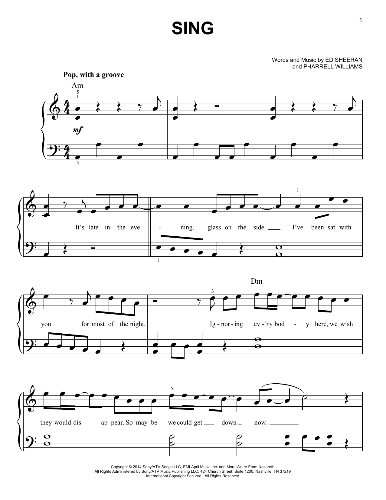 Preview Ed Sheeran Sing Pop sheet music, notes and chords for Easy Piano, SKU: 157059 sheet music, piano notes, chords, guitar tabs, score, transpose, transcribe, how to play, guide, download, learn, tutorial, progression, song, artist, awards, billboard, mtv, vh1, tour, single, album, release