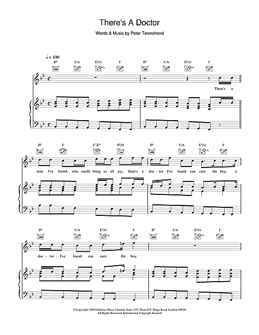 Preview The Who There's A Doctor Rock sheet music, notes and chords for Piano, Vocal & Guitar (Right-Hand Melody), SKU: 15793 sheet music, piano notes, chords, guitar tabs, score, transpose, transcribe, how to play, guide, download, learn, tutorial, progression, song, artist, awards, billboard, mtv, vh1, tour, single, album, release