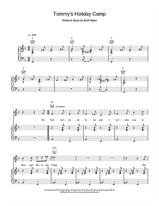 Preview The Who Tommy's Holiday Camp Rock sheet music, notes and chords for Piano, Vocal & Guitar, SKU: 15795 sheet music, piano notes, chords, guitar tabs, score, transpose, transcribe, how to play, guide, download, learn, tutorial, progression, song, artist, awards, billboard, mtv, vh1, tour, single, album, release